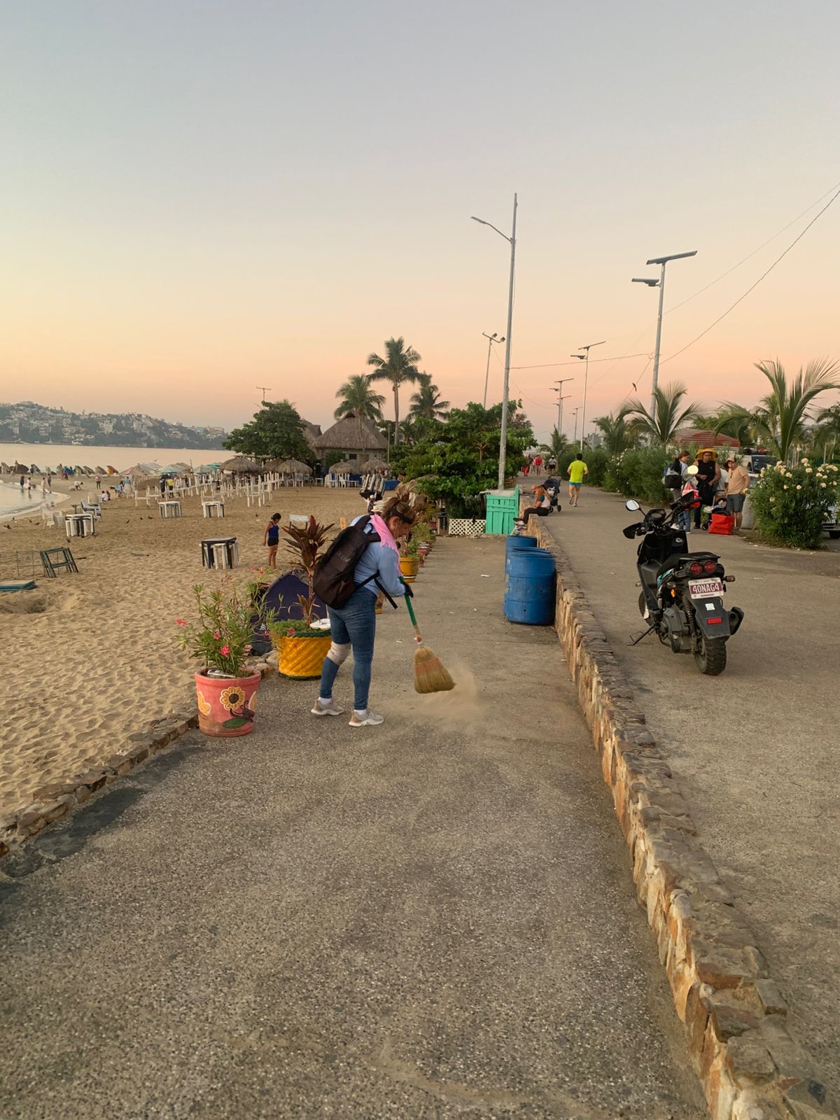 E. Salgado instruye a Promotora de Playas labores de limpieza en Parque de la Reina, Acapulco
