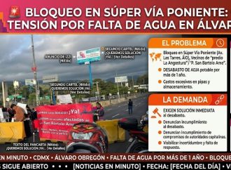 ¡Caos en la Súper Vía Poniente! Desesperación por falta de agua desata bloqueo y tensión con la policía