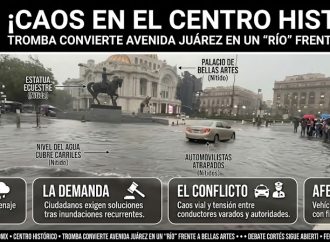 Bellas Artes bajo el agua: intensa lluvia convierte Avenida Juárez en un río en plena CDMX