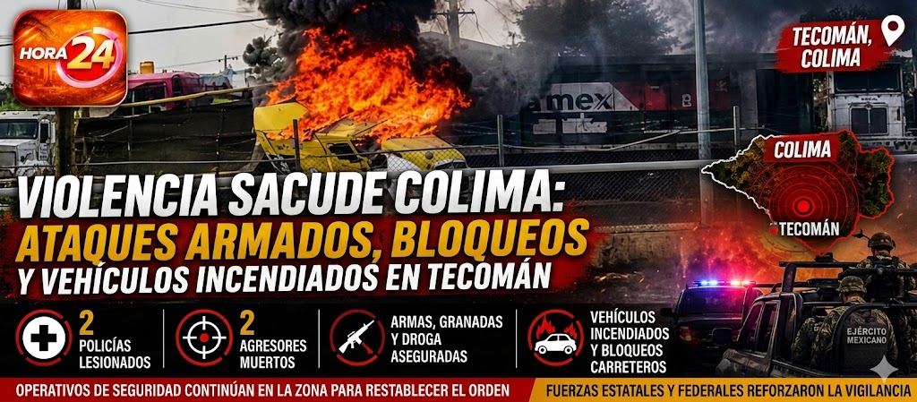 Violencia desata caos en Colima tras enfrentamientos armados y bloqueos en Tecomán