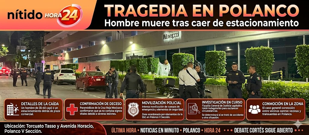 Hombre muere tras caer de estacionamiento en Polanco