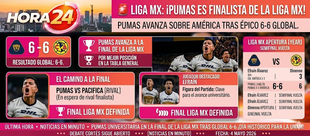 ¡Pumas avanza a semifinales! Efraín marca el camino y América queda eliminado en un duelo inolvidable