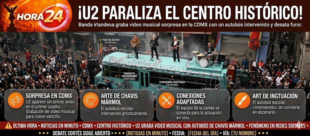 U2 paraliza el corazón de la CDMX con grabación sorpresa en el Centro Histórico
