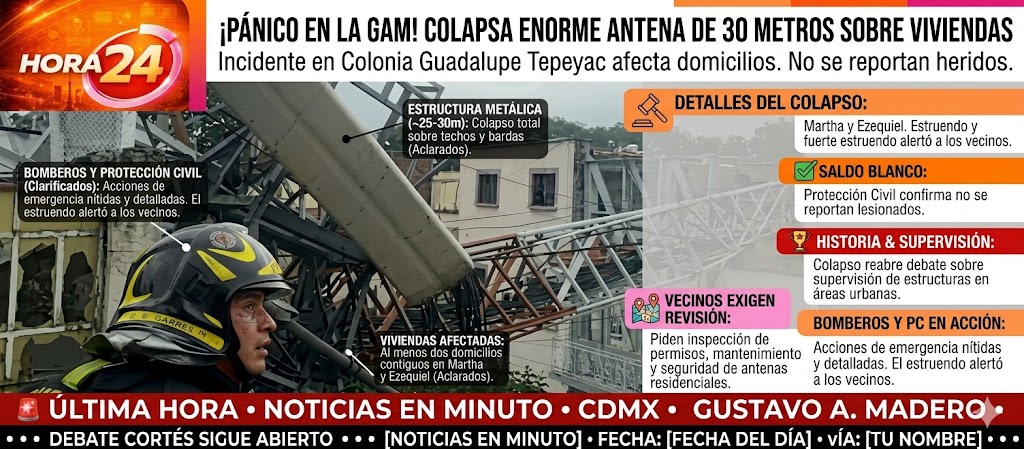 Colapsa antena de radiocomunicación sobre viviendas en la GAM; no hubo lesionados