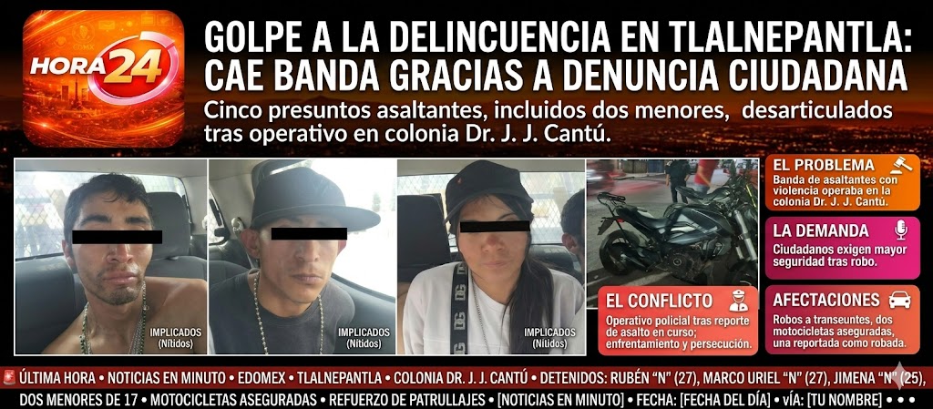 Golpe a la delincuencia en Tlalnepantla: Cae banda gracias a denuncia ciudadana
