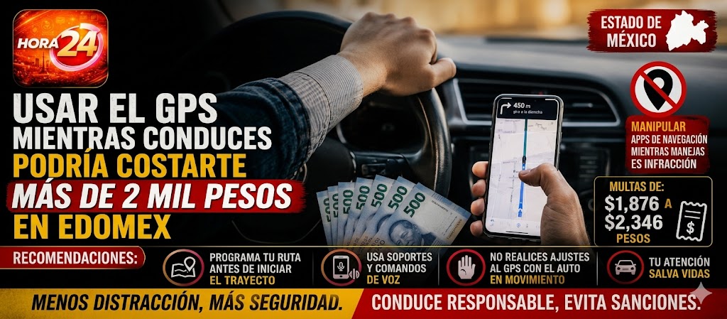 Usar el GPS mientras conduces podría costarte más de 2 mil pesos en el Estado de México