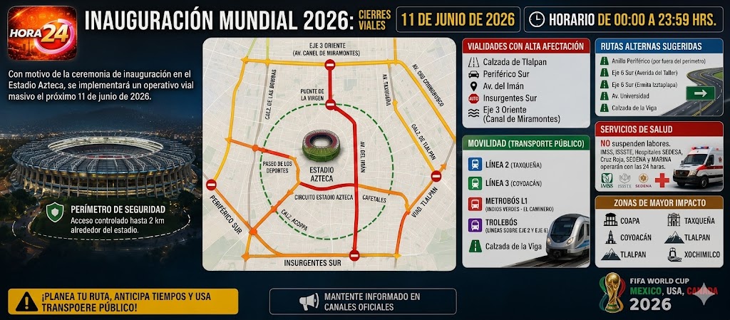 Mundial 2026 provocará cierres viales masivos alrededor del Estadio Azteca; autoridades llaman a planear traslados