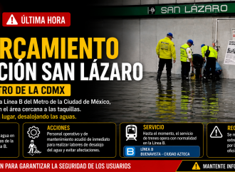 Reportan encharcamiento en estación San Lázaro de la Línea B del Metro de la CDMX