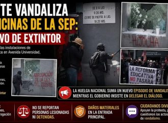 CNTE irrumpe en oficinas de la SEP; realizan pintas y protagonizan enfrentamiento en acceso principal