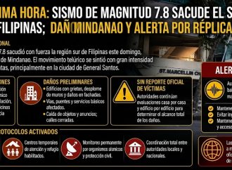 Potente sismo de magnitud 7.8 sacude el sur de Filipinas; reportan daños estructurales y activan alerta por réplicas