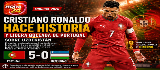 Cristiano Ronaldo hace historia y lidera goleada de Portugal sobre Uzbekistán en el Mundial 2026