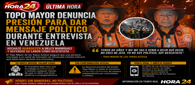 Topo Mayor de los Topos Azteca denuncia presunta presión para emitir mensaje político durante entrevista en Venezuela