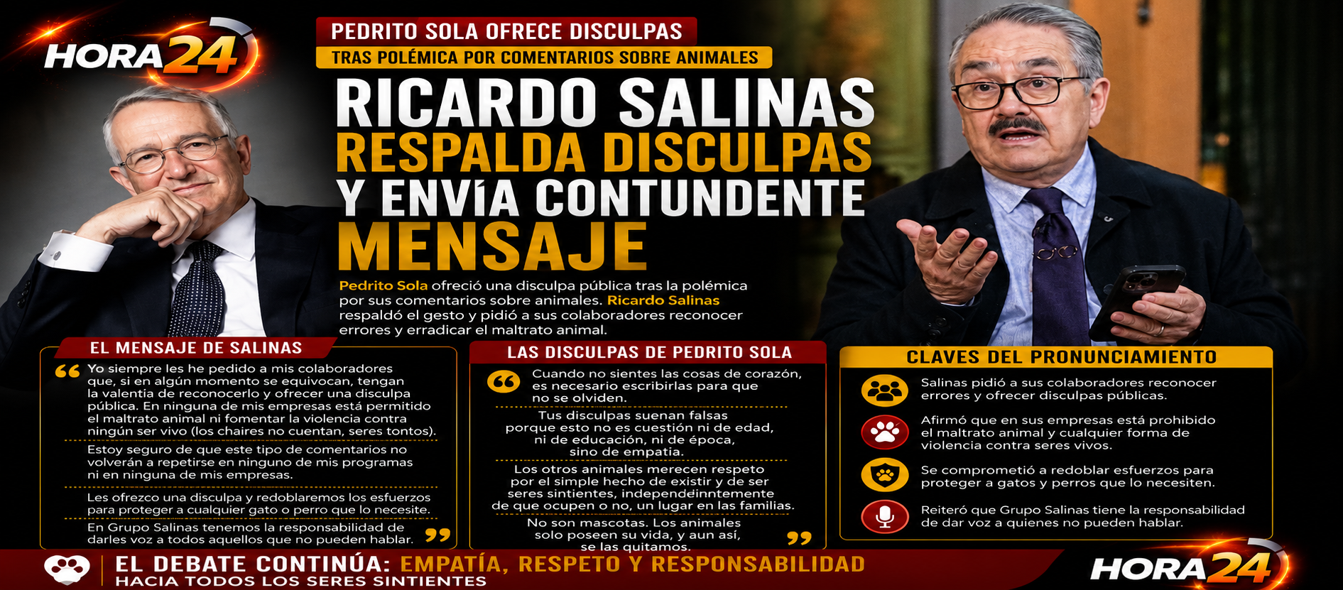 Pedrito Sola ofrece disculpas tras polémica por comentarios sobre animales