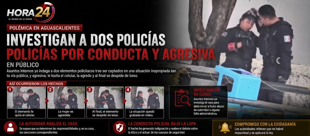 Investigan a dos policías de Aguascalientes por presunta conducta inapropiada en la vía pública