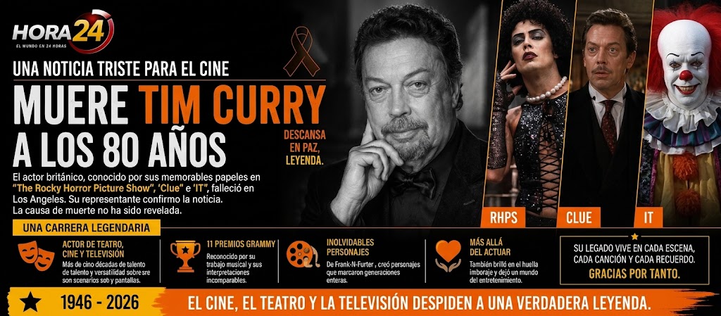 TRISTEZA EN EL CINE Y LA TELEVISIÓN: REPORTAN LA MUERTE DE TIM CURRY