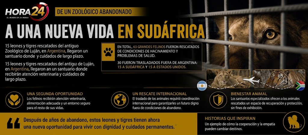 De un zoológico abandonado a una nueva vida en Sudáfrica: 15 grandes felinos son rescatados
