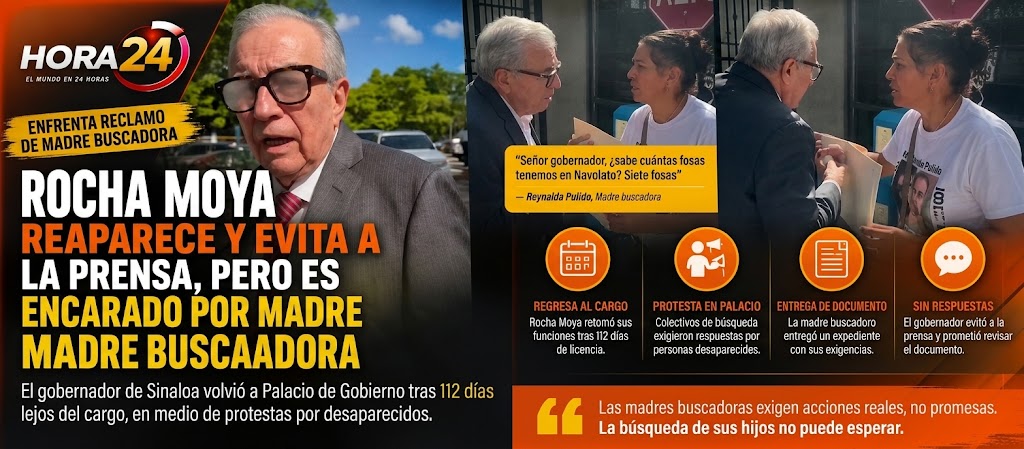 RUBÉN ROCHA MOYA REAPARECE EN PALACIO DE GOBIERNO Y ES ENCARADO POR MADRE BUSCADORA