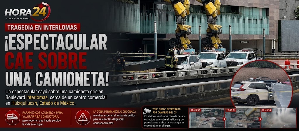 Tragedia en Interlomas: espectacular cae sobre camioneta y deja una mujer sin vida