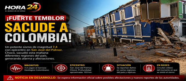 Fuerte sismo de 7.4 sacude a Colombia; reportan daños y múltiples réplicas