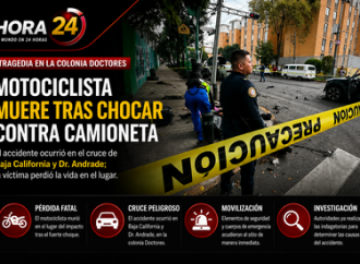 Motociclista muere tras impactarse contra una camioneta en la colonia Doctores