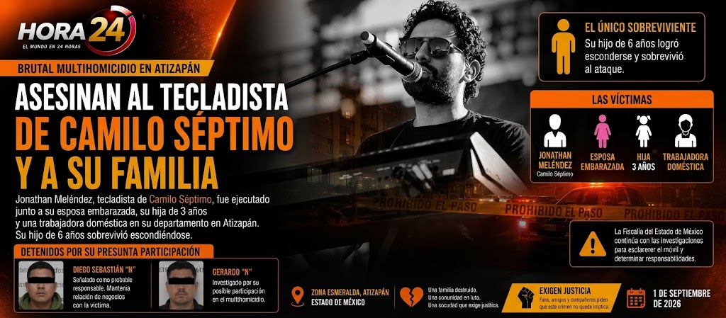 Matan a tecladista de Camilo Séptimo y a su familia en Atizapán; dos presuntos responsables fueron detenidos