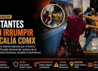 Tensión en la Fiscalía CDMX: manifestantes intentan ingresar por la fuerza