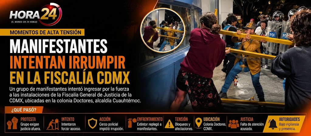 Tensión en la Fiscalía CDMX: manifestantes intentan ingresar por la fuerza